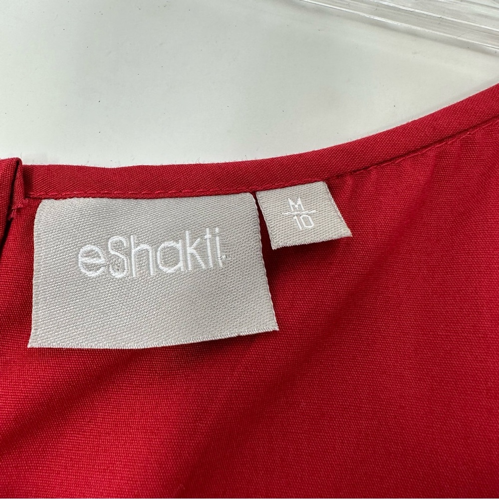 Eshakti Dress Netting Bodice Embroidered Sleeve A-line Red Size 10 - Picture 5 of 7